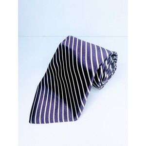 Polo Ralph Lauren Silk Diagonal Stripe Tie Purple White Men's Necktie 58" USA